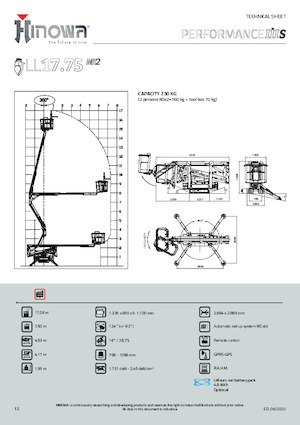 Gąsienicowe, przegubowe podnośniki koszowe Hinowa Lightlift 17.75 Performance IIIS MK3
