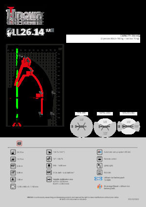 Gąsienicowe, przegubowe podnośniki koszowe Hinowa Lightlift 26.14 Performance IIIS MK3