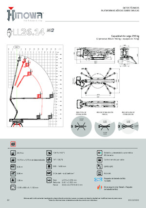 Gąsienicowe, przegubowe podnośniki koszowe Hinowa Lightlift 26.14 Performance IIIS MK3