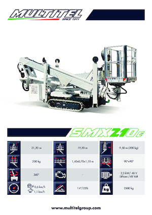 Gąsienicowe, przegubowe podnośniki koszowe Multitel SMX 210 AXON