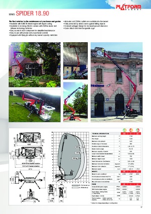 Gąsienicowe, przegubowe podnośniki koszowe Platform Basket SPIDER 18.90 E