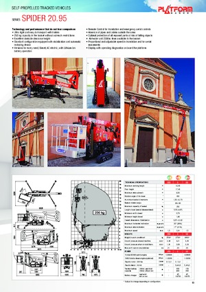 Gąsienicowe, przegubowe podnośniki koszowe Platform Basket SPIDER 20.95 E