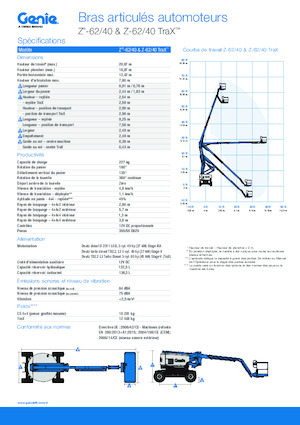 Gąsienicowe, przegubowe podnośniki koszowe Genie Z-62/40 TraX