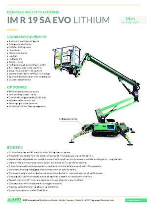 Gąsienicowe, przegubowe podnośniki koszowe Imer IM R 19 SA Evo Lithium