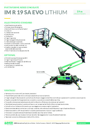 Gąsienicowe, przegubowe podnośniki koszowe Imer IM R 19 SA Evo Lithium