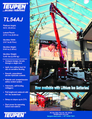 Gąsienicowe, przegubowe podnośniki koszowe TEUPEN TL54AJ 