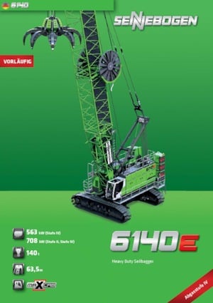 Żurawie gąsienicowe — wysięgnik kratowy Sennebogen 6140 HD