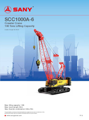 Żurawie gąsienicowe — wysięgnik kratowy Sany SCC1000A-6