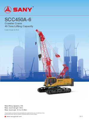 Żurawie gąsienicowe — wysięgnik kratowy Sany SCC450A-6