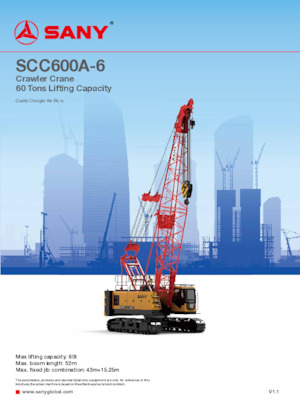 Żurawie gąsienicowe — wysięgnik kratowy Sany SCC600A-6