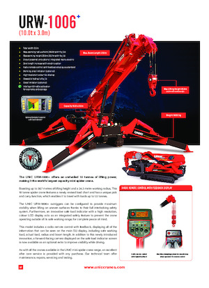 Żurawie gąsienicowe — wysięgnik teleskopowy UNIC URW-1006