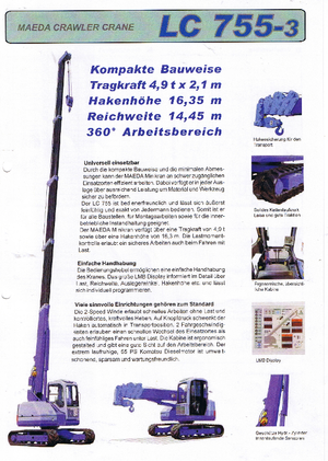 Żurawie gąsienicowe — wysięgnik teleskopowy Maeda LC 755-3