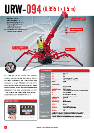 Żurawie gąsienicowe — wysięgnik teleskopowy UNIC URW 094