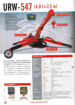 Żurawie gąsienicowe — wysięgnik teleskopowy UNIC URW-547