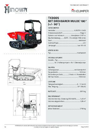 Wozidła gąsienicowe Hinowa TX3005
