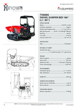 Wozidła gąsienicowe Hinowa TX3005