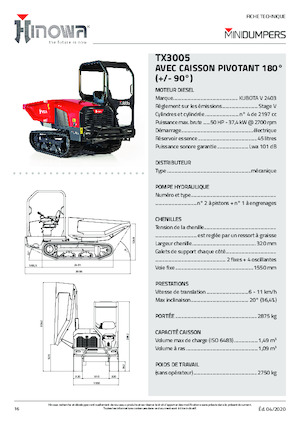 Wozidła gąsienicowe Hinowa TX3005