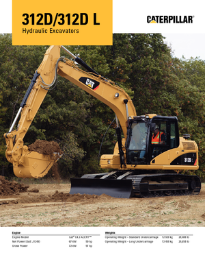 Koparki gąsienicowe Caterpillar 312D L