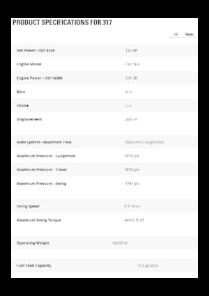 Koparki gąsienicowe Caterpillar 317