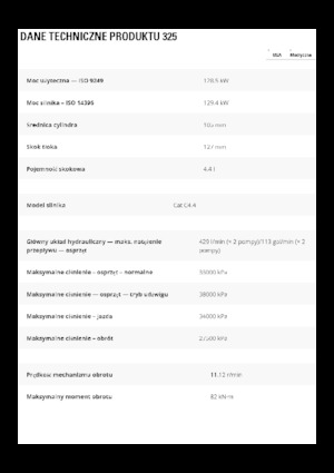 Koparki gąsienicowe Caterpillar 325