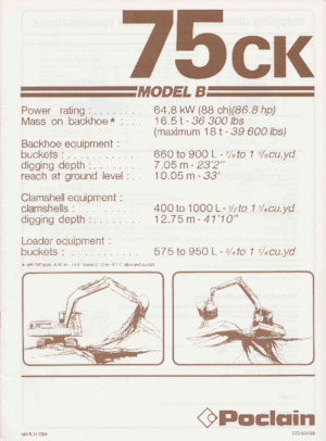 Koparki do prac przeładunkowych Case Poclain 75CK