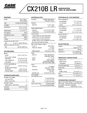 Koparki gąsienicowe Case CX 210 B LR