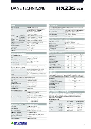 Koparki gąsienicowe Hyundai HX235LCR