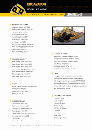 Koparki gąsienicowe PowerPlus PP160E-XI 