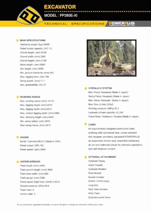 Koparki gąsienicowe PowerPlus PP280E-XI