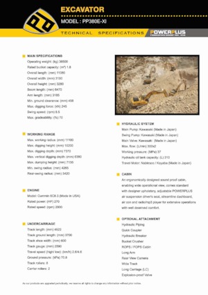 Koparki gąsienicowe PowerPlus PP380E-XI