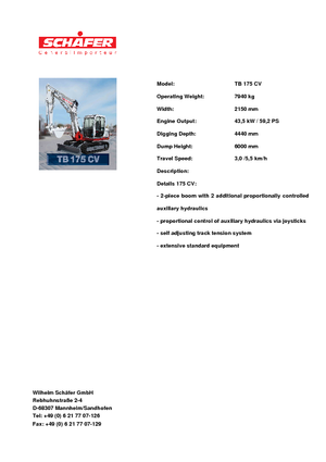 Koparki gąsienicowe Takeuchi TB 175 CV