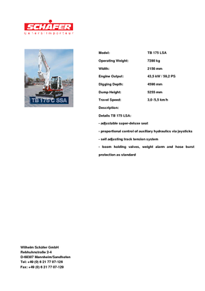 Koparki gąsienicowe Takeuchi TB 175