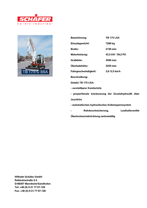 Koparki gąsienicowe Takeuchi TB 175