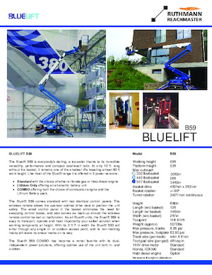 Gąsienicowe, przegubowe podnośniki koszowe Ruthmann BLUELIFT B59