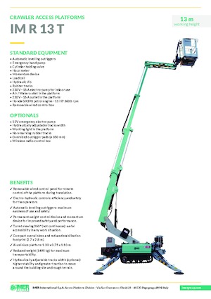 Gąsienicowe platformy teleskopowe Imer IM R 13 T 