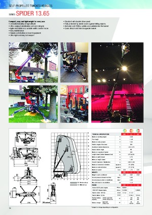 Gąsienicowe platformy teleskopowe Platform Basket SPIDER 13.65 ED