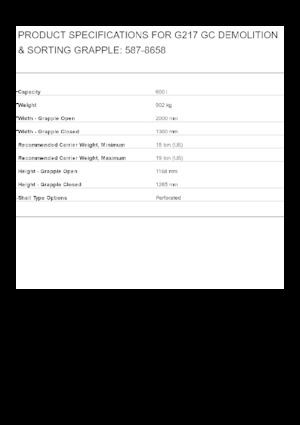 Chwytaki do sortowania i prac wyburzeniowych Caterpillar G217 GC