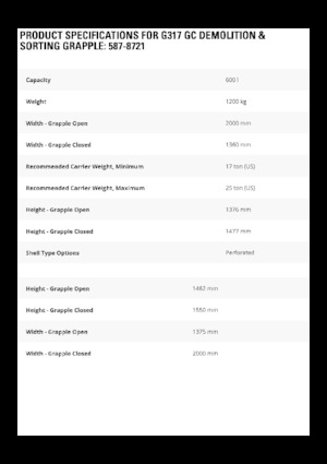 Chwytaki do sortowania i prac wyburzeniowych Caterpillar G317 GC