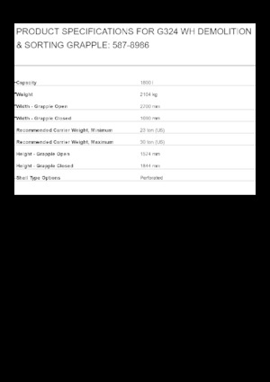 Chwytaki do sortowania i prac wyburzeniowych Caterpillar G324-WH