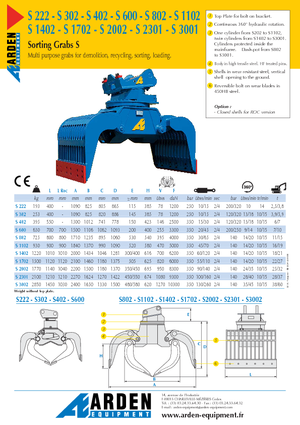 Chwytaki do sortowania i prac wyburzeniowych Arden S 3001