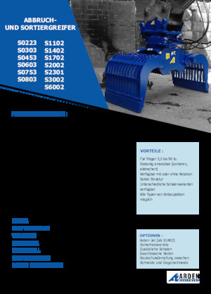Chwytaki do sortowania i prac wyburzeniowych Arden S6002