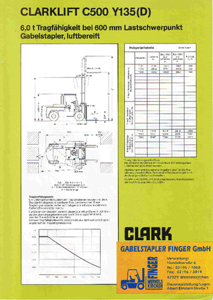 Wózki widłowe z silnikiem wysokoprężnym Clark C 500-y-135 D