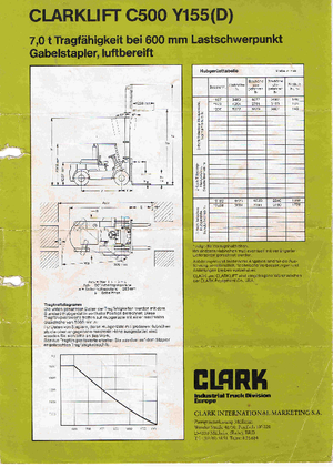 Wózki widłowe z silnikiem wysokoprężnym Clark C 500-y-155 D