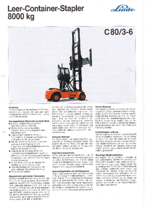 Wózki widłowe z silnikiem wysokoprężnym Linde C 80/3