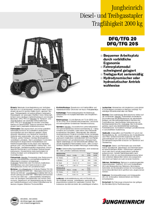 Wózki widłowe z silnikiem wysokoprężnym Jungheinrich DFG 20 AK