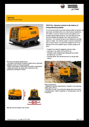 Rewersyjne Zagęszczarki / płyty wibracyjne Wacker Neuson DPU110r Lem 870