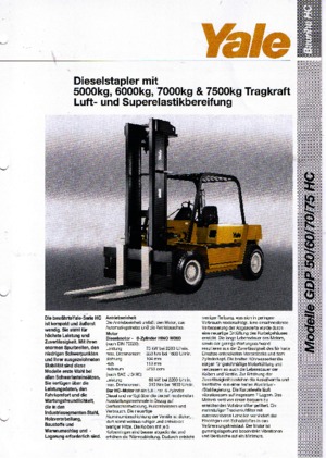 Wózki widłowe z silnikiem wysokoprężnym Yale GDP 70 HC