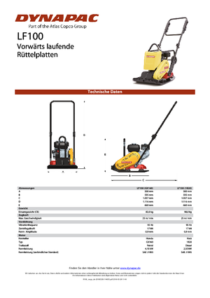 Jednokierunkowe Zagęszczarki / płyty wibracyjne Dynapac LF 100 (1B20)