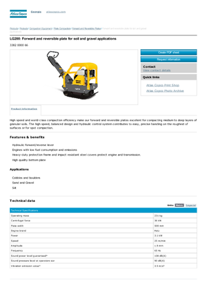Rewersyjne Zagęszczarki / płyty wibracyjne Atlas Copco LG 200