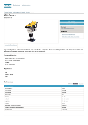 Ubijaki wibracyjne diesel i benzynowe Atlas Copco LT 800